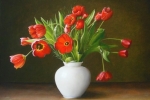 Rode Tulpen In Witte Vaas