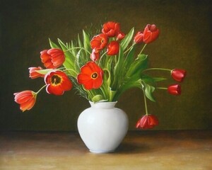 Rode Tulpen In Witte Vaas